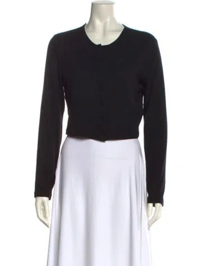 Pre-owned Leset Crew Neck Long Sleeve Crop Top In Black