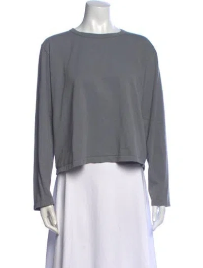 Pre-owned Leset Crew Neck Long Sleeve Crop Top In Grey