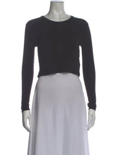 Pre-owned Leset Crew Neck Long Sleeve Crop Top In Grey