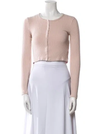 Pre-owned Leset Crew Neck Long Sleeve Crop Top In Neutral