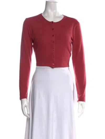 Pre-owned Leset Crew Neck Long Sleeve Crop Top In Pink