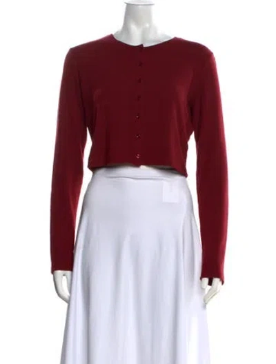 Pre-owned Leset Crew Neck Long Sleeve Crop Top In Red