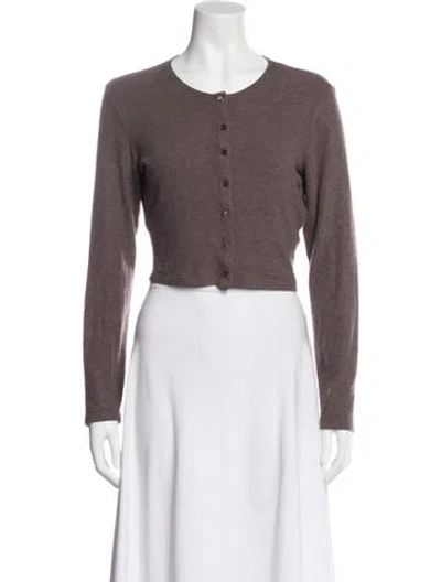 Pre-owned Leset Crew Neck Long Sleeve Crop Top W/ Tags In Brown