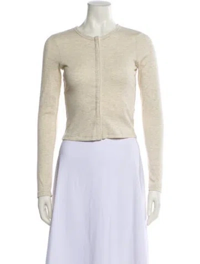 Pre-owned Leset Crew Neck Long Sleeve Crop Top W/ Tags In White