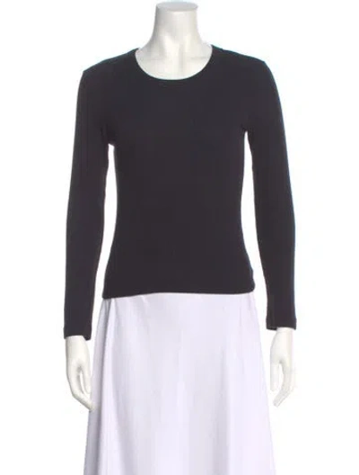 Pre-owned Leset Crew Neck Long Sleeve Top In Black