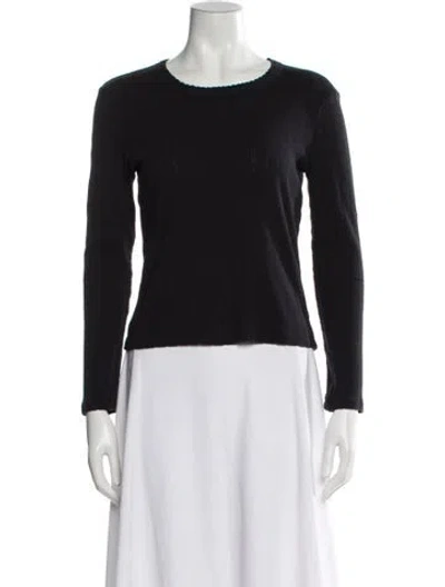 Pre-owned Leset Crew Neck Long Sleeve Top In Black