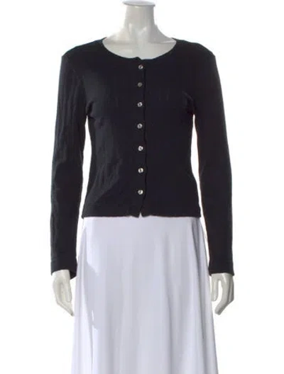 Pre-owned Leset Crew Neck Long Sleeve Top In Black