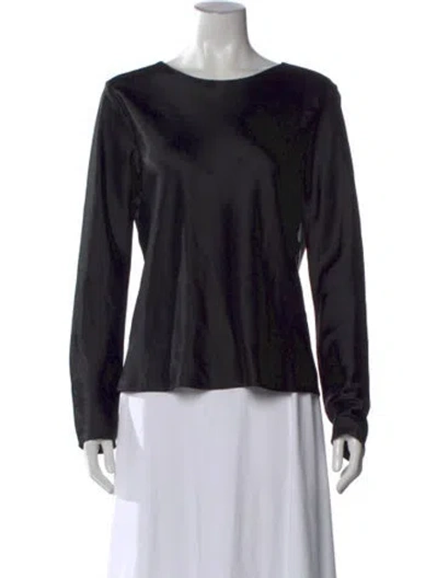 Pre-owned Leset Crew Neck Long Sleeve Top In Black