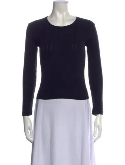 Pre-owned Leset Crew Neck Long Sleeve Top In Black