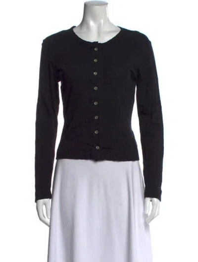 Pre-owned Leset Crew Neck Long Sleeve Top In Black