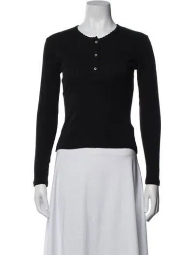Pre-owned Leset Crew Neck Long Sleeve Top In Black