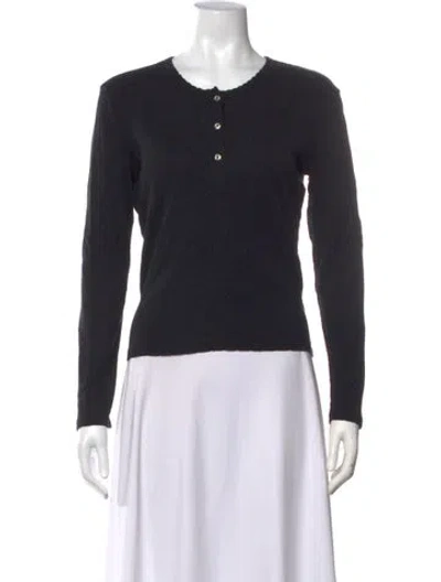 Pre-owned Leset Crew Neck Long Sleeve Top In Black