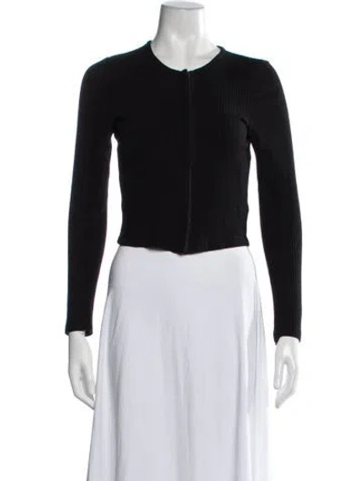 Pre-owned Leset Crew Neck Long Sleeve Top In Black
