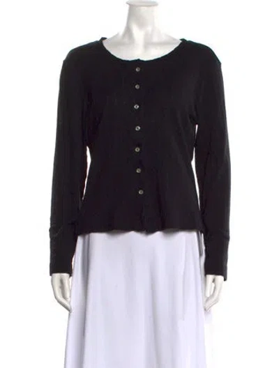 Pre-owned Leset Crew Neck Long Sleeve Top In Black