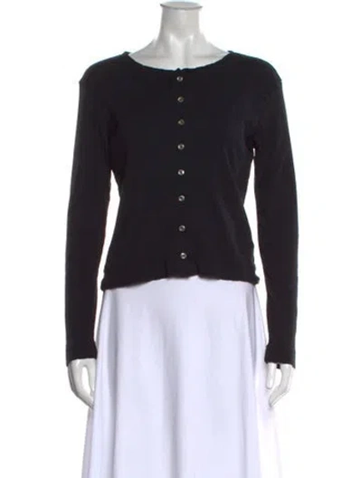 Pre-owned Leset Crew Neck Long Sleeve Top In Black