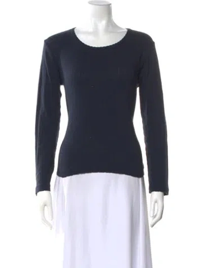 Pre-owned Leset Crew Neck Long Sleeve Top In Blue