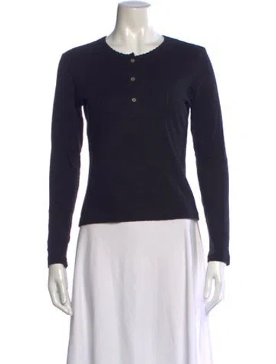 Pre-owned Leset Crew Neck Long Sleeve Top In Blue