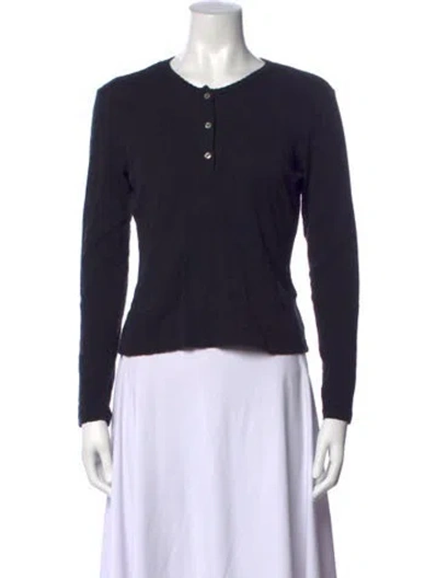 Pre-owned Leset Crew Neck Long Sleeve Top In Blue