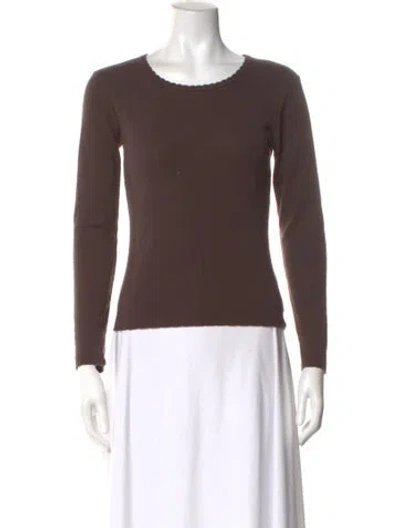 Pre-owned Leset Crew Neck Long Sleeve Top In Brown