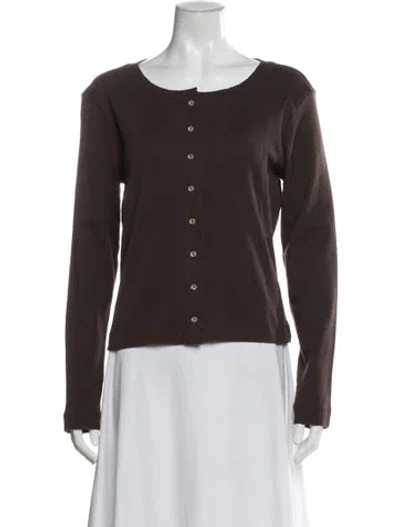 Pre-owned Leset Crew Neck Long Sleeve Top In Brown