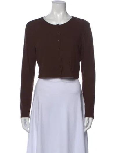 Pre-owned Leset Crew Neck Long Sleeve Top In Brown
