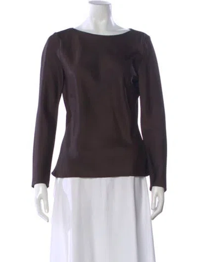Pre-owned Leset Crew Neck Long Sleeve Top In Brown
