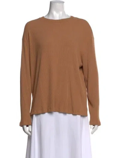 Pre-owned Leset Crew Neck Long Sleeve Top In Brown
