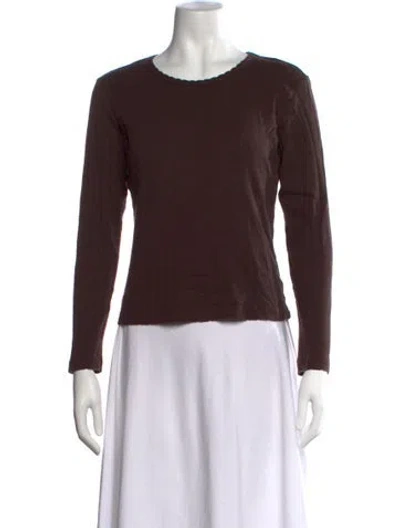 Pre-owned Leset Crew Neck Long Sleeve Top In Brown