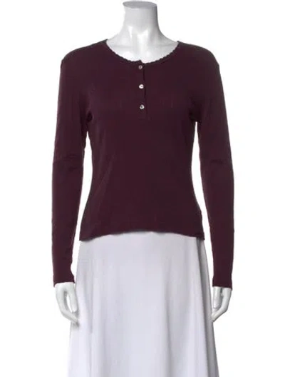 Pre-owned Leset Crew Neck Long Sleeve Top In Burgundy/purple