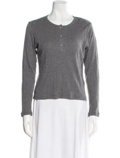 Pre-owned Leset Crew Neck Long Sleeve Top In Gray