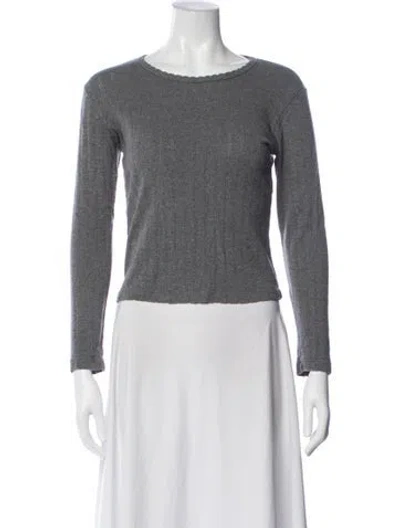 Pre-owned Leset Crew Neck Long Sleeve Top In Gray