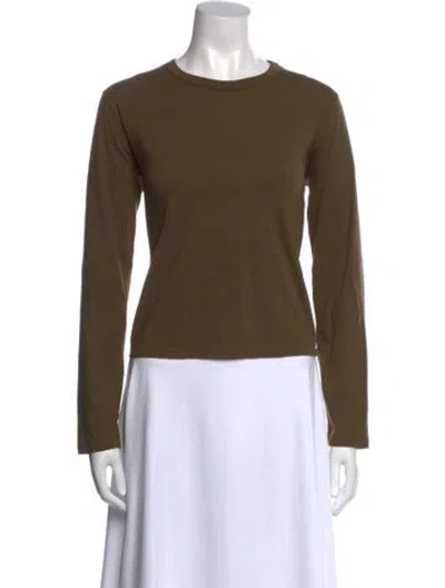 Pre-owned Leset Crew Neck Long Sleeve Top In Green