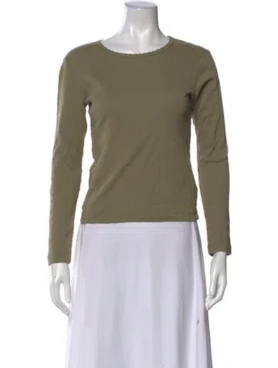 Pre-owned Leset Crew Neck Long Sleeve Top In Green