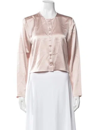 Pre-owned Leset Crew Neck Long Sleeve Top In Pink