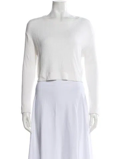 Pre-owned Leset Crew Neck Long Sleeve Top In White