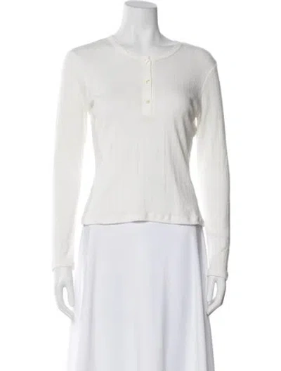 Pre-owned Leset Crew Neck Long Sleeve Top In White