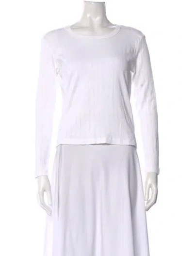 Pre-owned Leset Crew Neck Long Sleeve Top In White