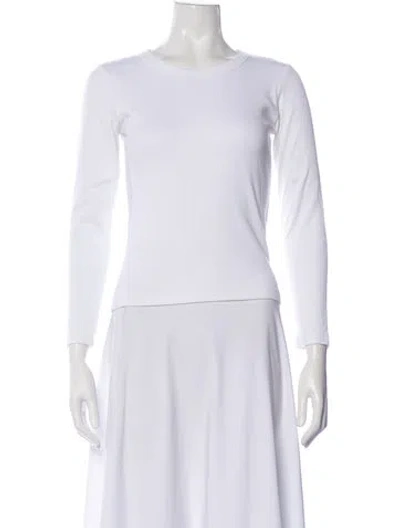 Pre-owned Leset Crew Neck Long Sleeve Top In White