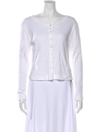 Pre-owned Leset Crew Neck Long Sleeve Top In White