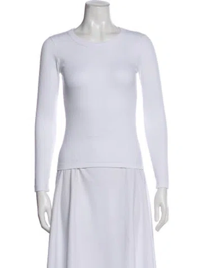 Pre-owned Leset Crew Neck Long Sleeve Top In White