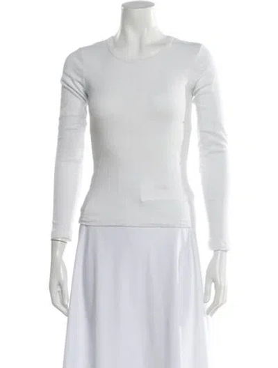 Pre-owned Leset Crew Neck Long Sleeve Top In White