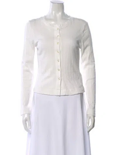 Pre-owned Leset Crew Neck Long Sleeve Top In White