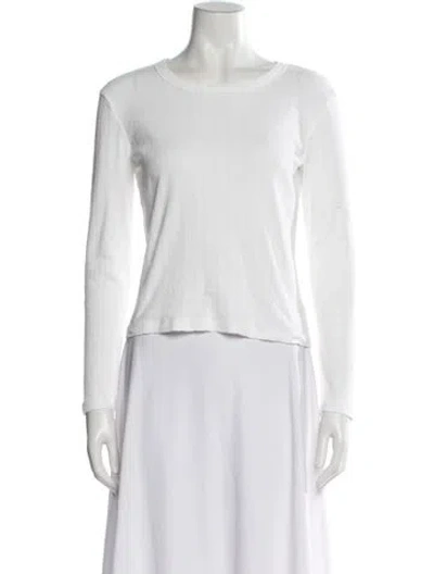 Pre-owned Leset Crew Neck Long Sleeve Top In White