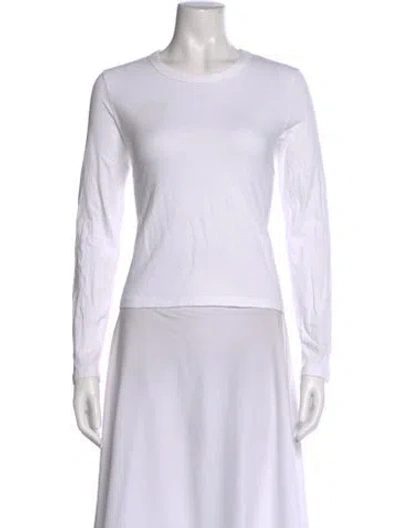 Pre-owned Leset Crew Neck Long Sleeve Top In White