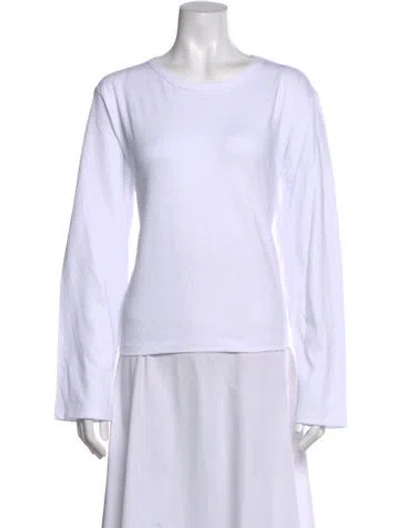 Pre-owned Leset Crew Neck Long Sleeve Top In White