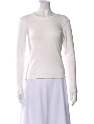 Pre-owned Leset Crew Neck Long Sleeve Top In White