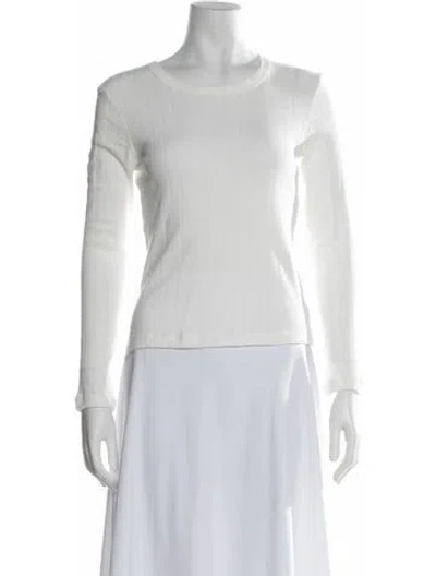 Pre-owned Leset Crew Neck Long Sleeve Top In White