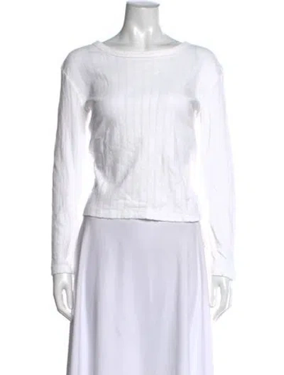 Pre-owned Leset Crew Neck Long Sleeve Top In White