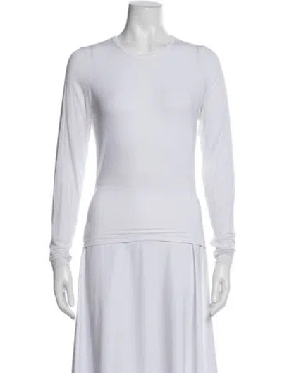 Pre-owned Leset Crew Neck Long Sleeve Top In White