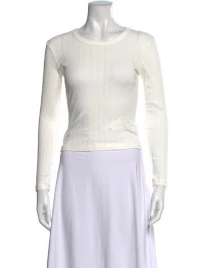 Pre-owned Leset Crew Neck Long Sleeve Top In White